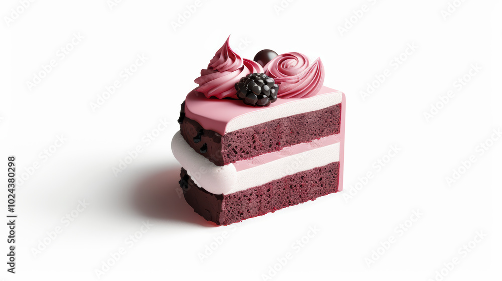 Delicious chocolate cake slice with pink frosting and decorative toppings, perfect for celebrations and sweet moments. Indulge in this delightful dessert! Delicious chocolate cake slice with pink frosting and decorative toppings, perfect for celebrations and sweet moments. Indulge in this delightful dessert!