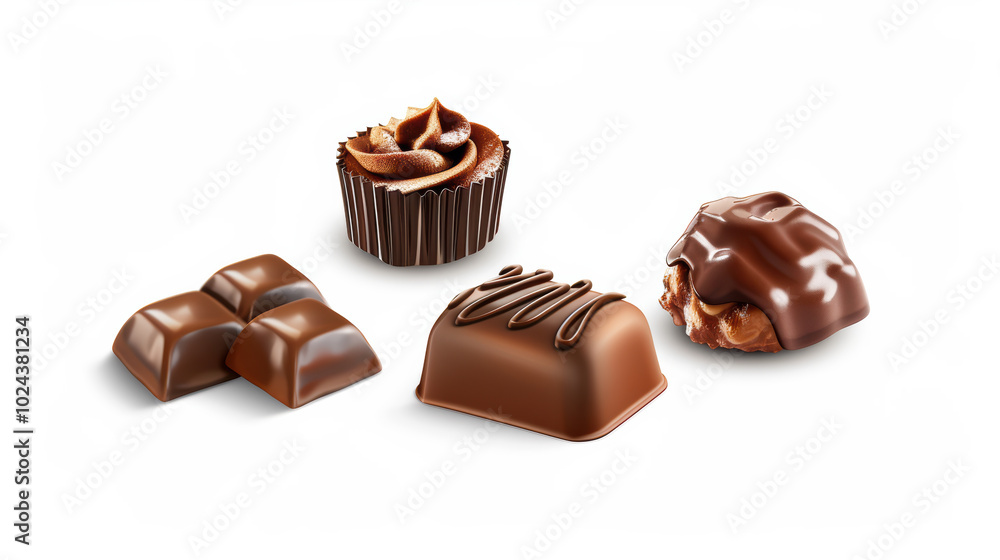 Delight in rich assortment of chocolate confections, featuring creamy truffles, decadent pralines, and luscious chocolate cupcake. Each piece offers unique taste experience Delight in rich assortment of chocolate confections, featuring creamy truffles, decadent pralines, and luscious chocolate cupcake. Each piece offers unique taste experience