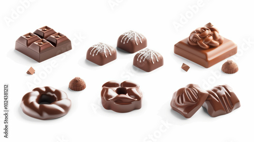 Delicious chocolate treats arranged artistically, showcasing various shapes and textures. Indulge in rich flavors and delightful designs of these sweet confections