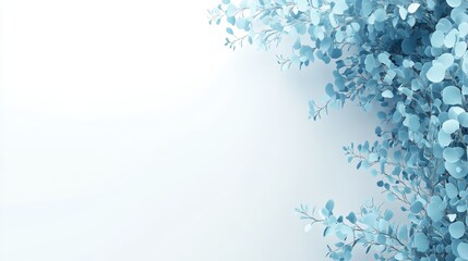 Serene blue eucalyptus foliage on clean white background