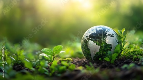 Globe in Green Foliage