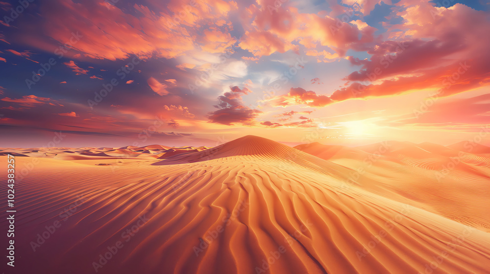 desert at sunset, AI generated desert at sunset, AI generated