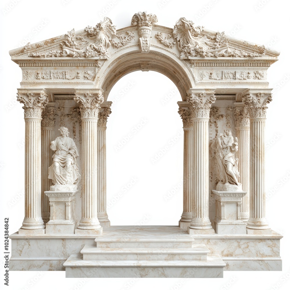Obraz premium A decorative marble arch with sculptures, serving as an architectural feature.