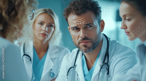 Group of Doctors Discussing in Modern Studio Setting