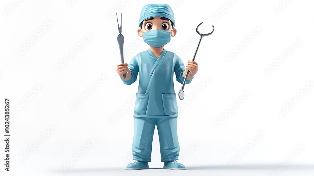 Cartoon Doctor Holding Medical Instruments Healthcare Illustration Cartoon Doctor Holding Medical Instruments Healthcare Illustration