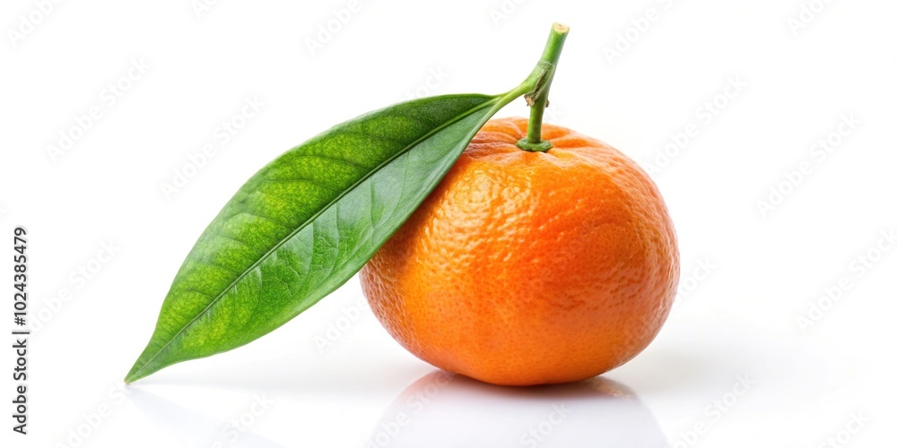 Tangerine fruit with green leaves isolated on white background Tangerine fruit with green leaves isolated on white background
