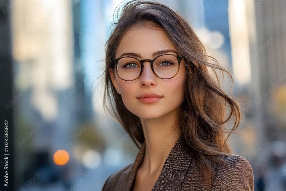 Vibrant Confident Young Professional Woman Poses Stylishly in Urban Outdoor Setting Vibrant Confident Young Professional Woman Poses Stylishly in Urban Outdoor Setting