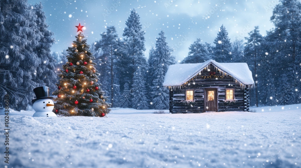 Fototapeta premium The Cozy Christmas Cabin