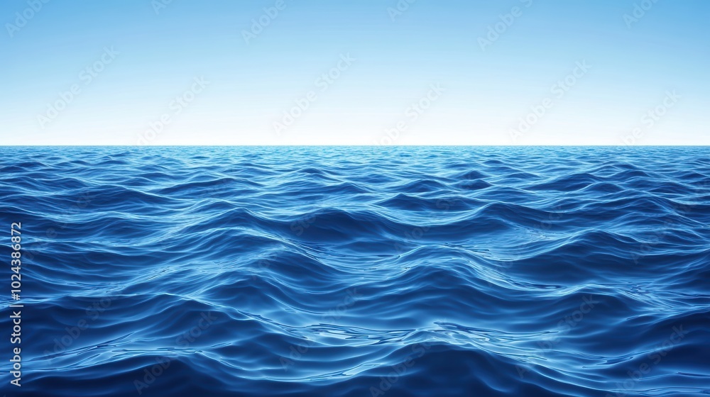 Calm blue ocean waters clear sky Calm blue ocean waters clear sky
