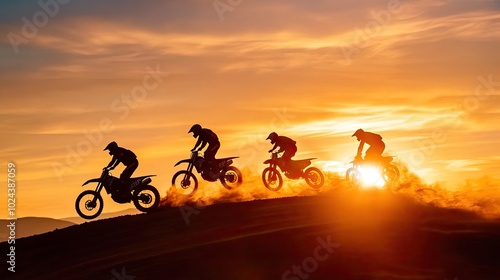 Wallpaper Mural Dramatic Sunset Motocross Riders Silhouette Shot Torontodigital.ca