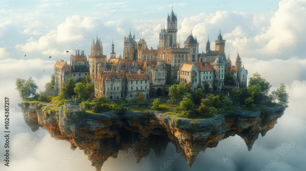 Obraz premium Surreal Fantasy Landscape with Futuristic Dreamlike Scene