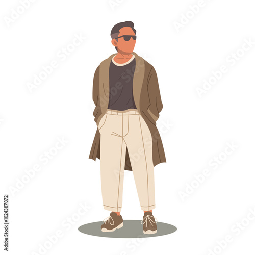 portrait of handsome man in stylish outfits standing vector