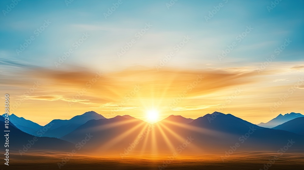 Glowing Sunrise Behind Distant Mountains Glowing Sunrise Behind Distant Mountains