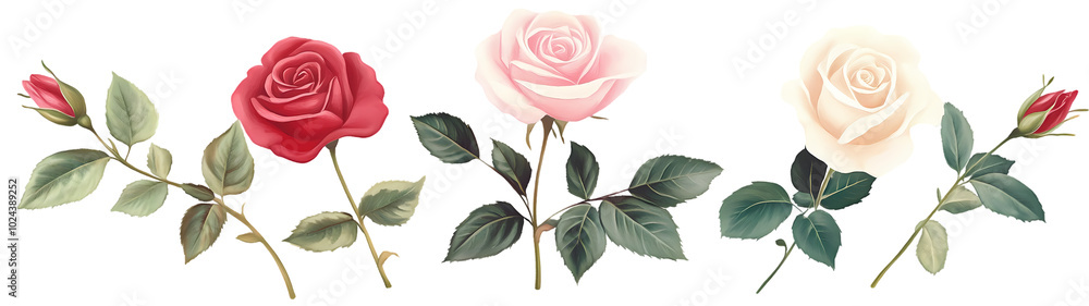 Fototapeta premium A painting of roses with a white background