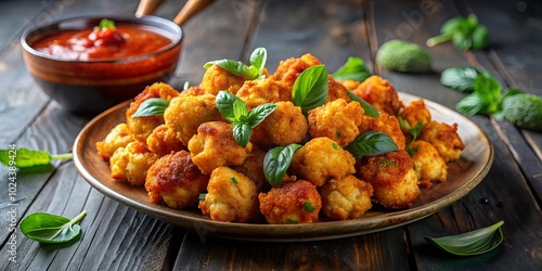 Golden Brown Bites with a Side of Fresh Herbs