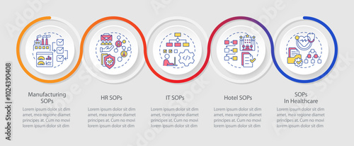 Wallpaper Mural SOP different types infographics circles sequence. Checklist, compliance. Workflow process. Visualization layout with 4 steps. Info chart loop process presentation. Myriad Pro-Regular font used Torontodigital.ca