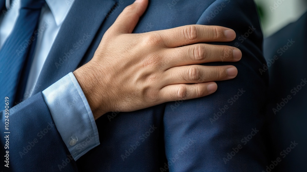 Professional Man in Smart Suit Interacting with Colleagues Professional Man in Smart Suit Interacting with Colleagues