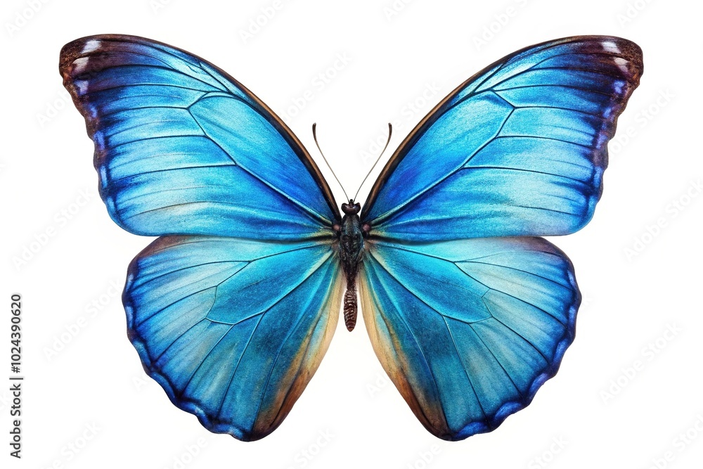 Fototapeta premium Blue Morpho butterfly wings isolated on white background