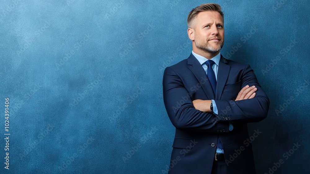 Confident Man in Smart Suit with Arms Crossed