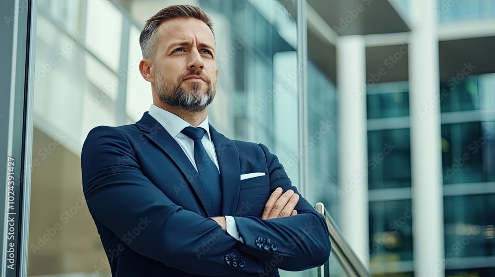 Confident Man in Smart Suit with Arms Crossed Confident Man in Smart Suit with Arms Crossed
