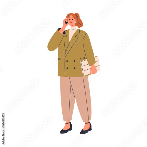 Business woman speaking on mobile phone. Modern female entrepreneur, professi...