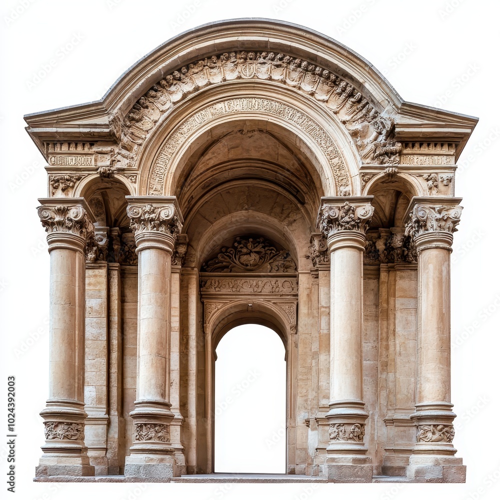 Obraz premium A detailed architectural structure featuring ornate columns and arches.