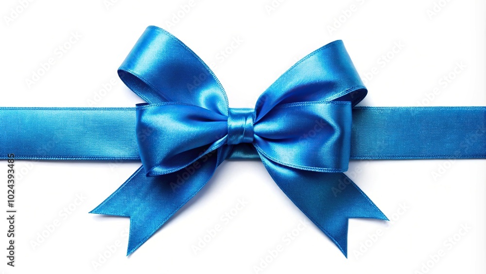 Blue ribbon and bow with silver isolated on white background Blue ribbon and bow with silver isolated on white background