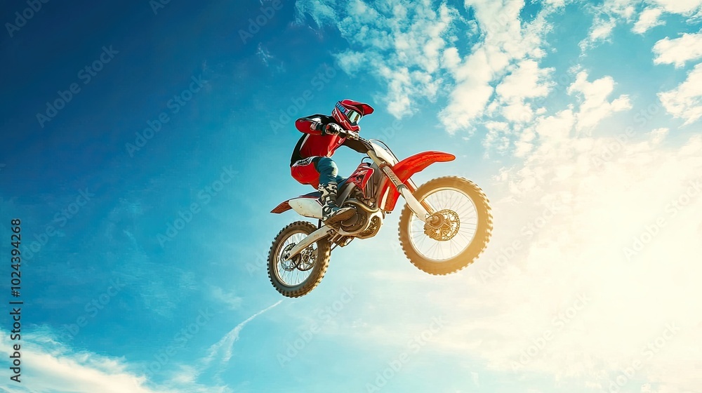 Dynamic Motocross Rider Executing a Mid-Air Whip Maneuver Dynamic Motocross Rider Executing a Mid-Air Whip Maneuver