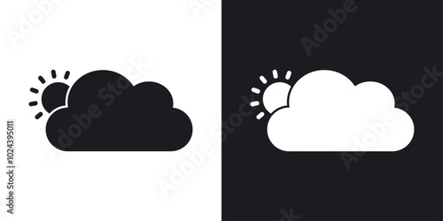 Cloudy Day icons. solid style vector