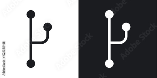 Code branch icons. solid style vector