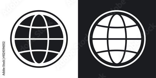 Globe icons. solid style vector