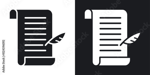 Quill icons. solid style vector