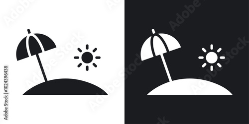 Beach icons. solid style vector