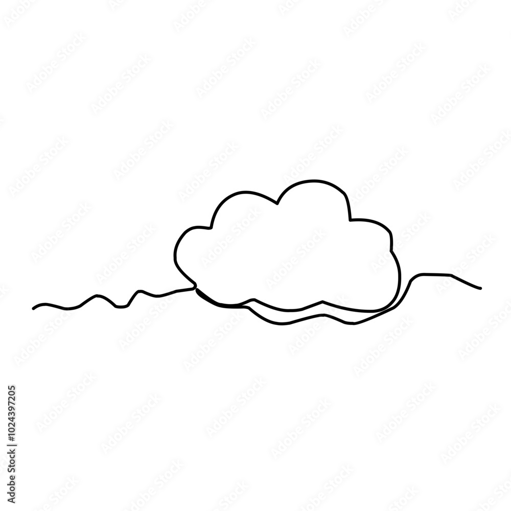 One Continuous Line Drawing Of Cloud One Continuous Line Drawing Of Cloud
