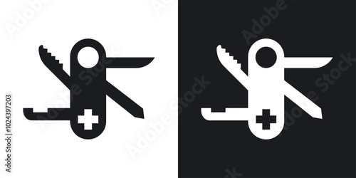 Swiss Knife icons. solid style vector