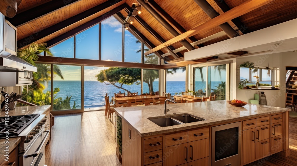 Modern Kitchen with Ocean View