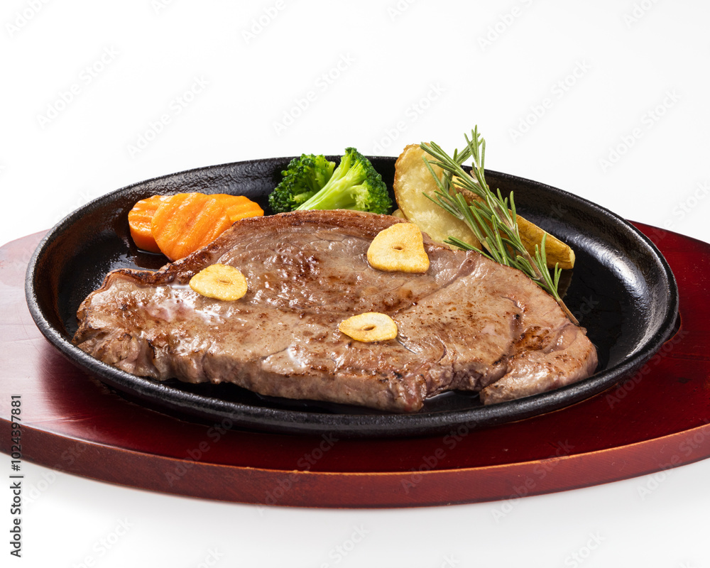 美味しそうに盛り付けられた牛ステーキ 美味しそうに盛り付けられた牛ステーキ