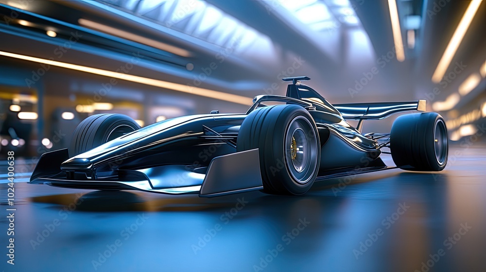 Sleek Futuristic Race Car on Display Sleek Futuristic Race Car on Display