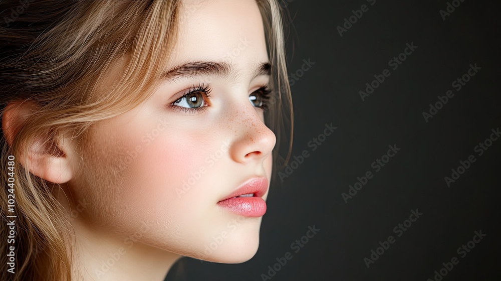 Naklejka premium Young Model Portrait with Natural Skin and Beauty