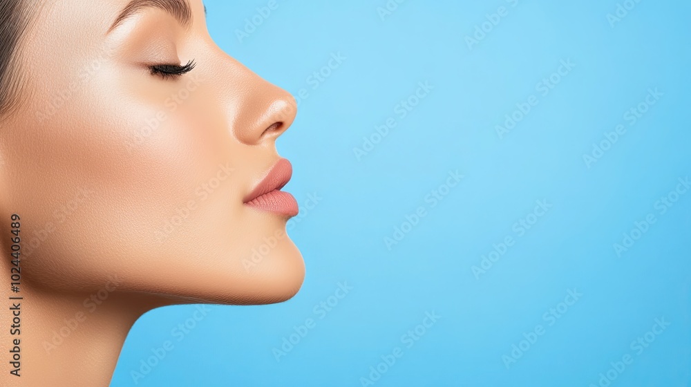 Close-up Profile of Woman with Smooth Skin Close-up Profile of Woman with Smooth Skin