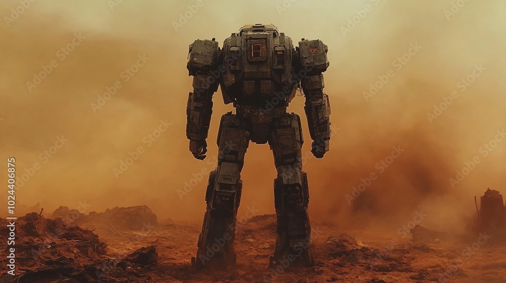 Robot Against a Dramatic Orange Sky Robot Against a Dramatic Orange Sky