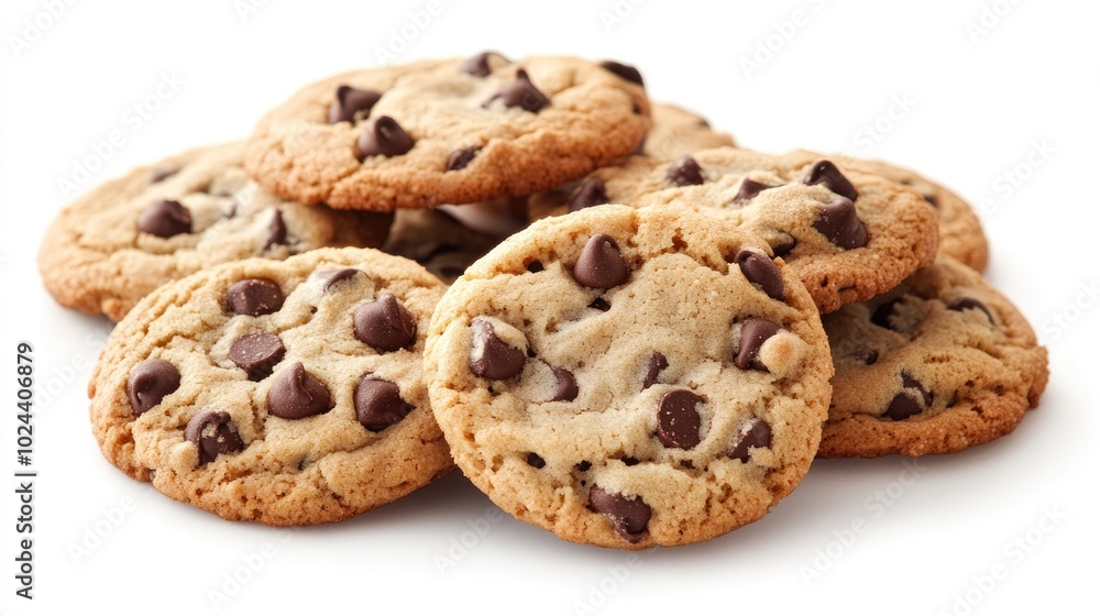 Chocolate chip cookies on a white background Chocolate chip cookies on a white background
