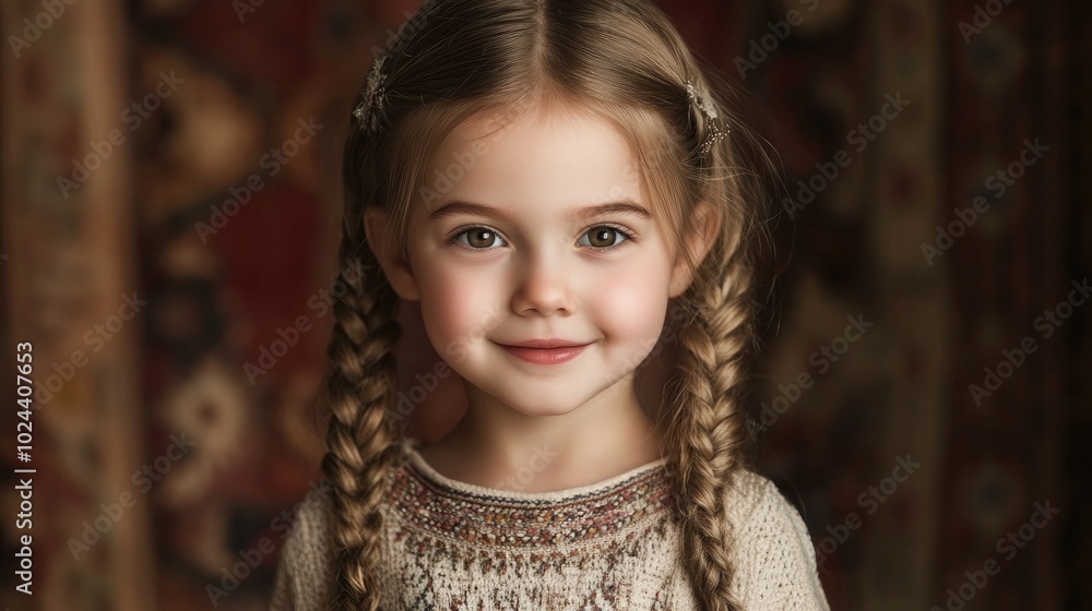 Charming Smiling Little Girl Four Years Old Slavic Background Charming Smiling Little Girl Four Years Old Slavic Background