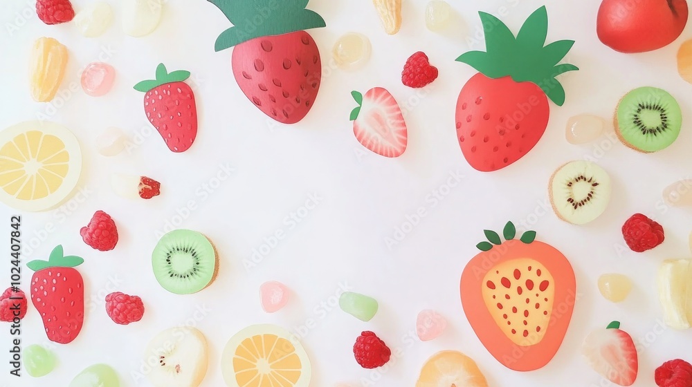 Assortment of Fresh Fruits on White Background Assortment of Fresh Fruits on White Background