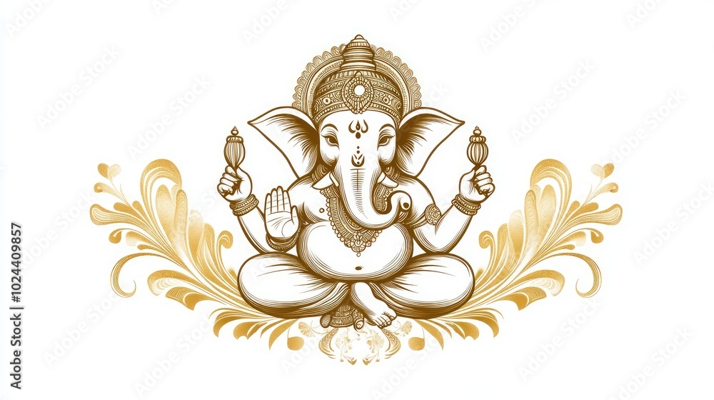 Ganesha Blessing Pose Artistic Illustration Ganesha Blessing Pose Artistic Illustration