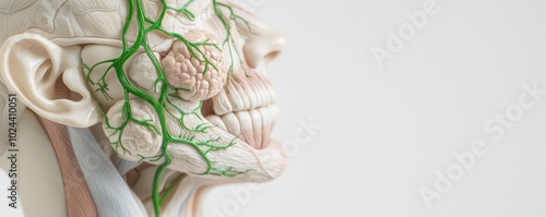 A detailed anatomical model of an insect, with its exoskeleton, internal organs, and segmented body structure clearly shown. photo