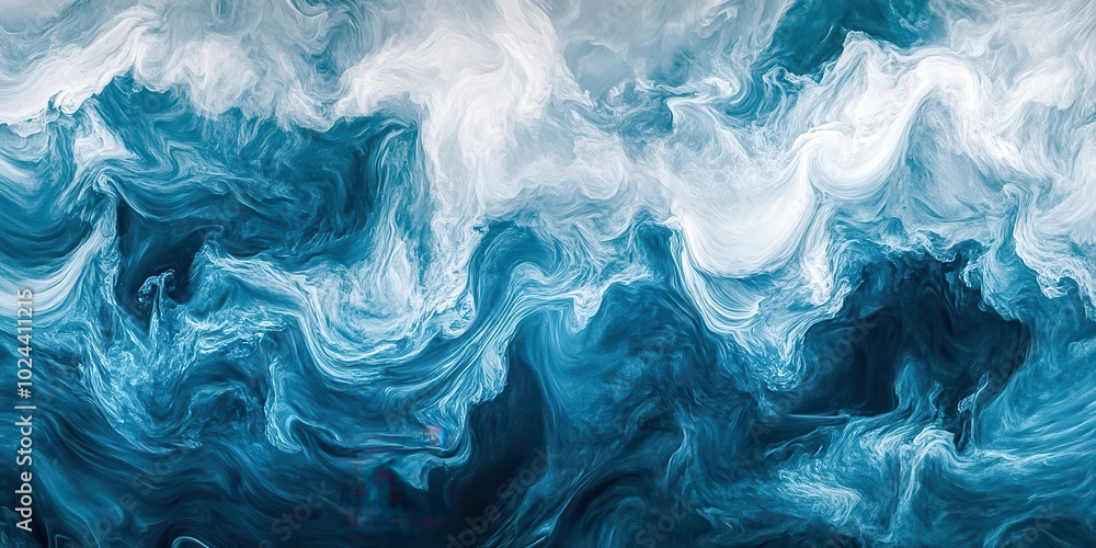 A dynamic, swirling pattern of ocean waves captured in an abstract art style A dynamic, swirling pattern of ocean waves captured in an abstract art style