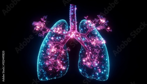 A glowing journey through the lungs, as oxygen is absorbed into the bloodstream and carried to the brain, muscles, and kidneys, lighting up each organ in turn.
