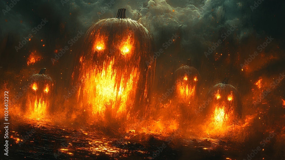 Spooky Pumpkins with Matte Texture and Fiery Contrast Spooky Pumpkins with Matte Texture and Fiery Contrast