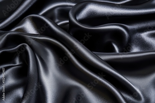 Luxurious black satin fabric texture with elegant draping